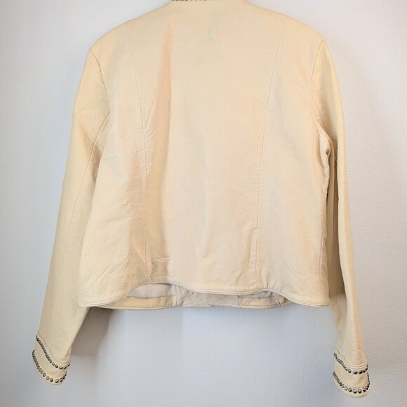 Double D Ranch XL Studded Leather Jacket in Bone - Picture 3 of 16
